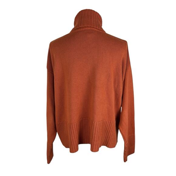 Bryn Walker Orange Funnel Turtleneck Sweater 100% Cotton Size Small - Picture 4 of 7